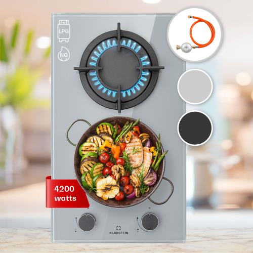 Klarstein Firetale, płyta gazowa, 2 palniki z aluminium, gaz ziemny/propan