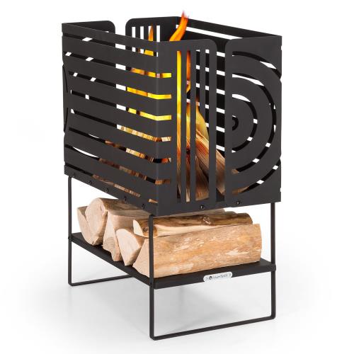 Blumfeldt Krakatoa, palenisko ogrodowe, kosz paleniskowy, solidna stal, schowek na drewno, wzór wycinany laserowo