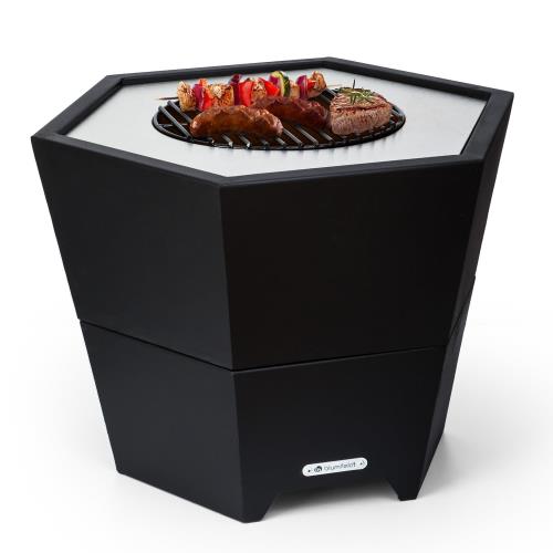 Blumfeldt Hekla misa paleniskowa 2-w-1 Ø 60 cm wodo- i mrozoodporna płyta grillowa i ruszt do grillowania