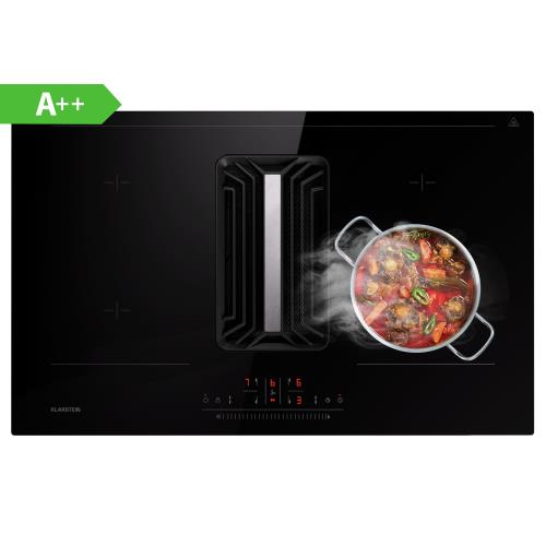 Klarstein AirJet 83, płyta indukcyjna z okapem, system Down Air, 754 m³/h, klasa energetyczna A