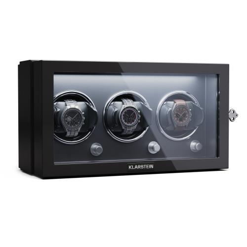 Klarstein Sarthe 3, rotomat do zegarków, 3 zegarki, 4 tryby, podświetlenie LED, zamek
