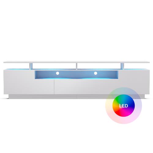 Blumfeldt Perth, niska szafka pod telewizor, szafka RTV, LED, 3 półki, biała, 195 x 33 x 50 cm