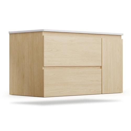 Blumfeldt Johnstone, szafka łazienkowa, z umywalką ceramiczną, 90 cm, funkcja cichego domykania (soft close)