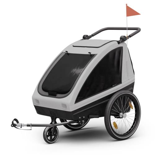 KLARFIT GoKiddo, przyczepka rowerowa, składana, zintegrowane hamulce, rośnie z dzieckiem, dla 2 dzieci