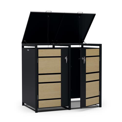 Blumfeldt BinSafe, zabudowa na pojemniki na odpady, 2 pojemniki, 240 l, odporna na warunki atmosferyczne, zamykana na klucz, stal ocynkowana