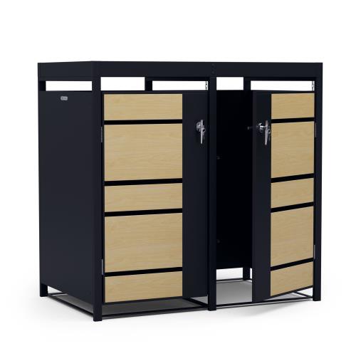 Blumfeldt BinSafe, zabudowa na pojemniki na odpady, 2 pojemniki, 240 l, odporna na warunki atmosferyczne, możliwość sadzenia roślin, zamykana na klucz, stal ocynkowana