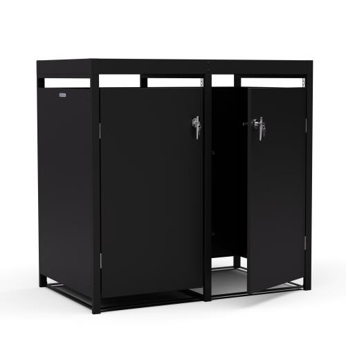 Blumfeldt BinSafe, zabudowa na pojemniki na odpady, 2 pojemniki, 240 l, odporna na warunki atmosferyczne, możliwość sadzenia roślin, zamykana na klucz, stal ocynkowana