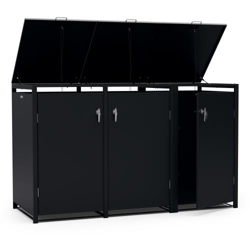 Blumfeldt BinSafe, zabudowa na pojemniki na odpady, 3 pojemniki, 240 l, odporna na warunki atmosferyczne, zamykana na klucz, stal ocynkowana