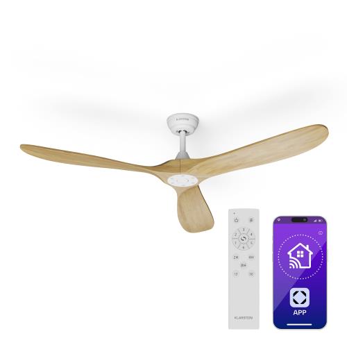 Klarstein Bahama Breeze Smart wentylator sufitowy, łopatki wirnika z litego drewna, pilot + sterowanie za pomocą aplikacji