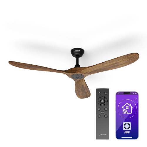 Klarstein Bahama Breeze Smart wentylator sufitowy, łopatki wirnika z litego drewna, pilot + sterowanie za pomocą aplikacji