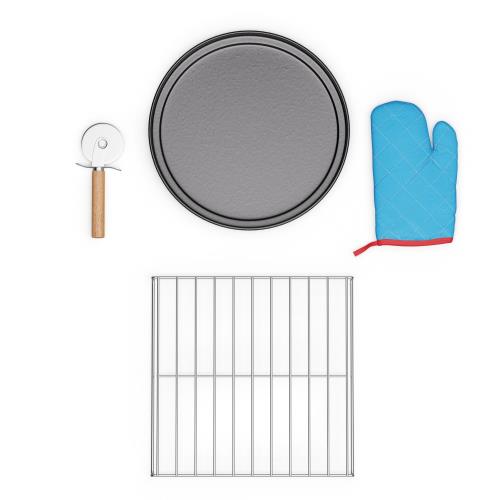 Klarstein 4-częściowy zestaw akcesoriów PizzaForno, stojak na pizzę i blacha do pizzy, rękawica i nóż do pizzy