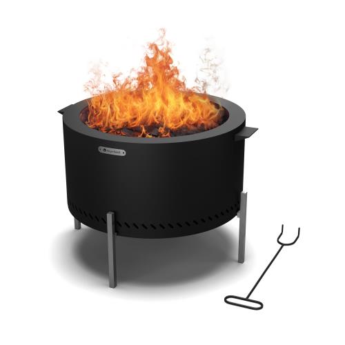 Blumfeldt Ignite Pure palenisko ogrodowe, niski poziom dymu, ruszt grillowy, stal nierdzewna, przenośne, pokrowiec przeciwsdeszczowy, uchwyty do przenoszenia