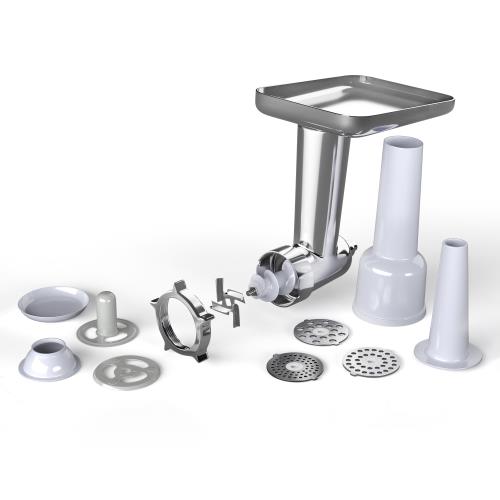 Klarstein Chiara przystawka do mielenia mięsa, akcesoria do robota kuchennego Chiara, 4 ostrza, stal nierdzewna, 3 sita