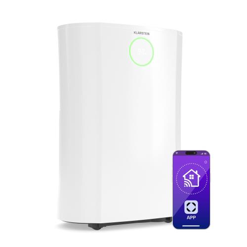 Klarstein DryFy ProConnect 16L osuszacz powietrza, 16 l/doba, 18 m², Wi-Fi, aplikacja, wskaźnik LED, dobowy programator czasowy