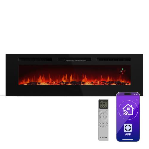Klarstein Galeras Smart kominek elektryczny, 2 stopnie grzania, 16 - 30°| Iluzja płomienia LED, technologia IOT