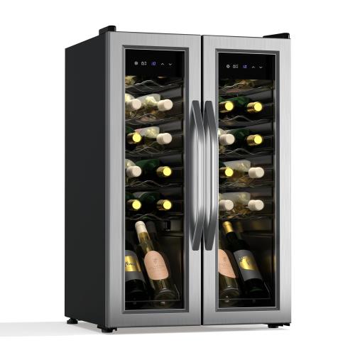 Klarstein Vinamour lodówka na wino, 2 strefy chłodzenia, 7 półek, dotykowa obsługa, ochrona UV