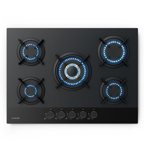 Klarstein Goldflame Nano płyta gazowa, 5 mosiężnych palników, nanopowłoka, LPG/gaz ziemny