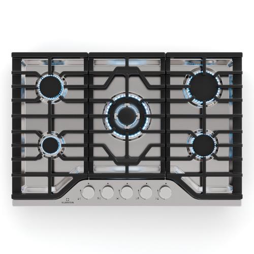 Klarstein Turbocast płyta gazowa, stal nierdzewna 304, 5 palników, profesjonalne ruszty żeliwne, palnik typu wok