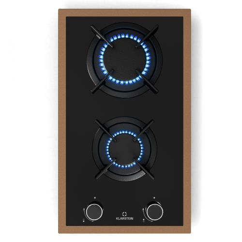 Klarstein Lumiflame płyta gazowa, 2 palniki, miedziana rama, zapłon elektryczny, 4,2 kW