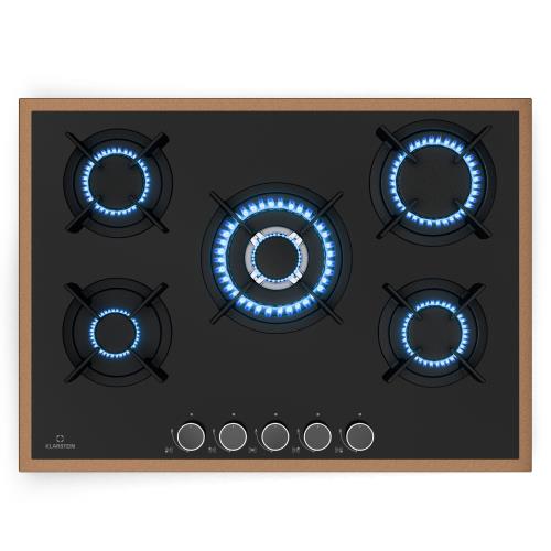 Klarstein Lumiflame płyta gazowa, 5 palników, miedziana rama, zapłon elektryczny, 10,4 kW