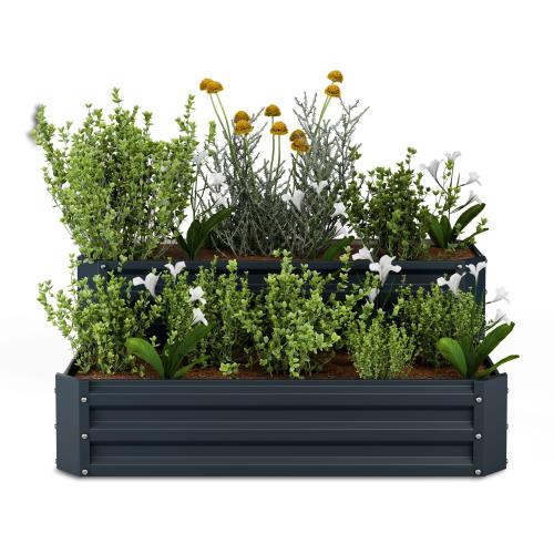 Blumfeldt High Grow podwyższona grządka, 2 poziomy, odporna na warunki atmosferyczne, odporna na korozję, wytrzymała, 405 l