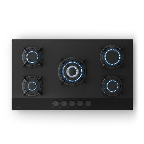 Klarstein Velaire płyta gazowa, 5-palnikowa płyta z elektrycznym zapłonem, gaz ziemny i LPG, 10 400 W, 90 cm