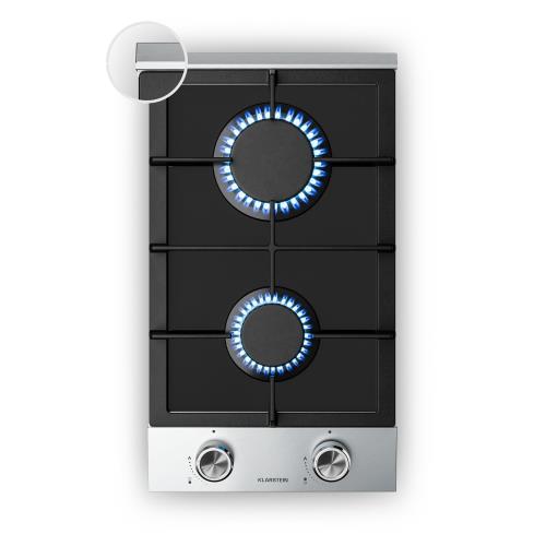 Klarstein Płyta gazowa Verosteel | 2 palniki | zapłon elektryczny | kompatybilna z gazem ziemnym i LPG | 4200 W | 30 cm