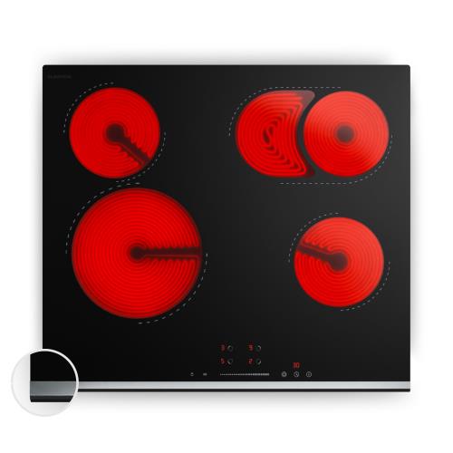 Klarstein Płyta grzewcza szklano-ceramiczna Verosteel, 4 strefy, Minimalistyczna, wydajna, 6600 W, 60 cm