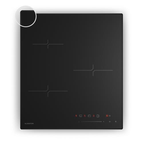 Klarstein Płyta indukcyjna Velaire, elegancka, minimalistyczna, kompaktowa, 3 strefy grzewcze, 5500 W, 45 cm