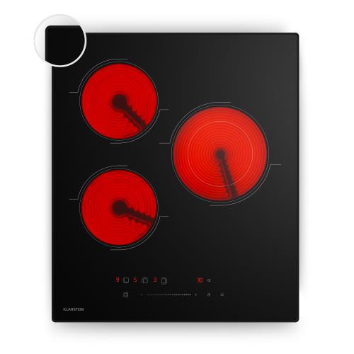 Klarstein Płyta grzewcza szklano-ceramiczna Velaire, Elegancka, minimalistyczna, energooszczędna, 3 strefy gotowania, 4100 W, 45 cm
