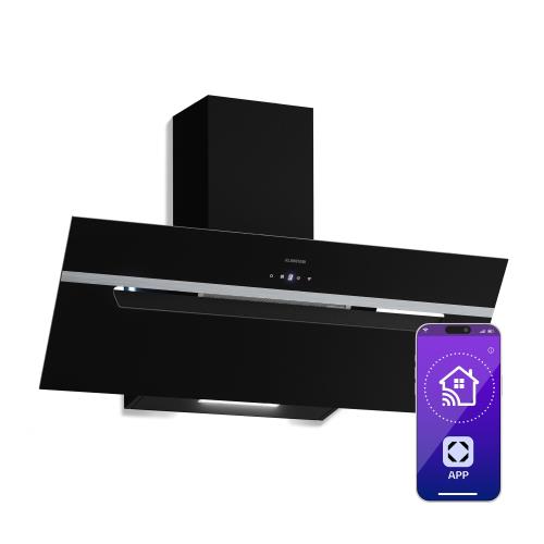 Klarstein Okap skośny BigBite | tryb otwarty i zamknięty | szkło bezpieczne | 417 m³/h | 90 cm