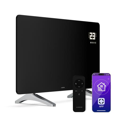 Klarstein Wonderglass panel grzewczy na podczerwień | 480 W | 7 - 14 m² | Nowoczesny szklany wygląd | 90 x 58 cm