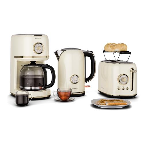 Klarstein Victoria kompletny zestaw śniadaniowy, toster, czajnik elektryczny i ekspres do kawy