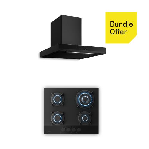 Klarstein Płyta gazowa Velaire + okap kominowy Velaire | Minimalistyczny i elegancki | 60 cm