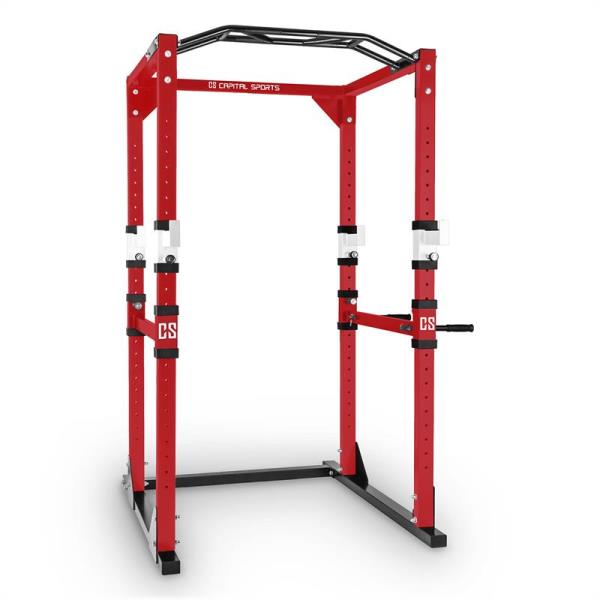Capital Sports Tremendour Power Rack, stojak do treningu, stal, czerwono-biały