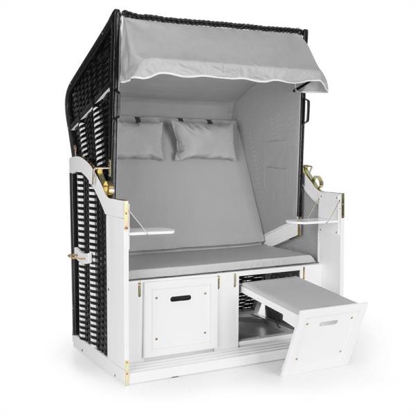 Blumfeldt Hiddensee, kosz plażowy XL, 2-osobowy, leżanka szary