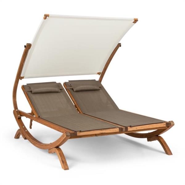 Blumfeldt Sonnendeck, leżak ogrodowy, leżanka, 2-osobowy, regulowany daszek, poduszki