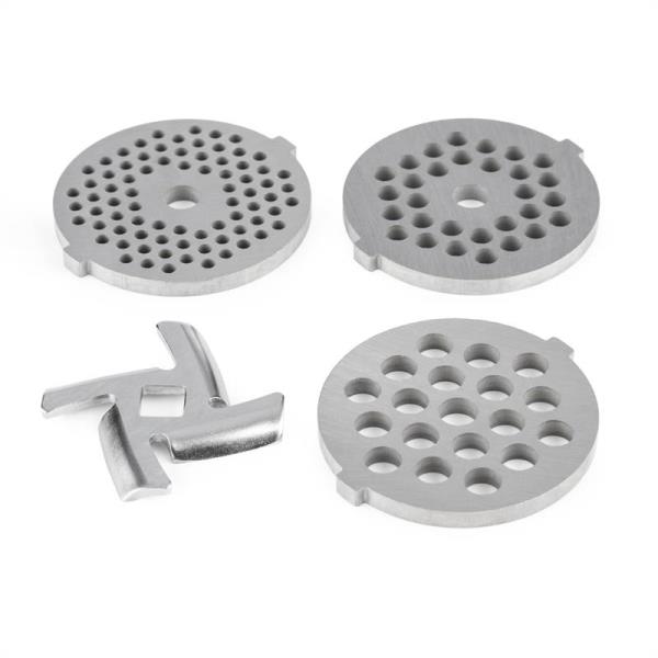 Klarstein Lucia, tarcze i noże, zestaw 4 szt., przystawka do mielenia mięsa do robotów kuchennych Lucia, 3-4,5-7 mm, INOX