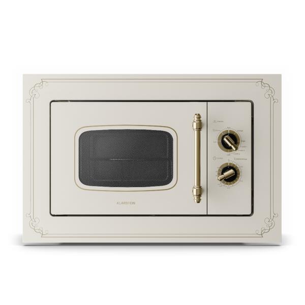 Klarstein Victoria 20, mikrofalówka do zabudowy, 20 l, 800 W, grill: 1000 W, kolor kości słoniowej