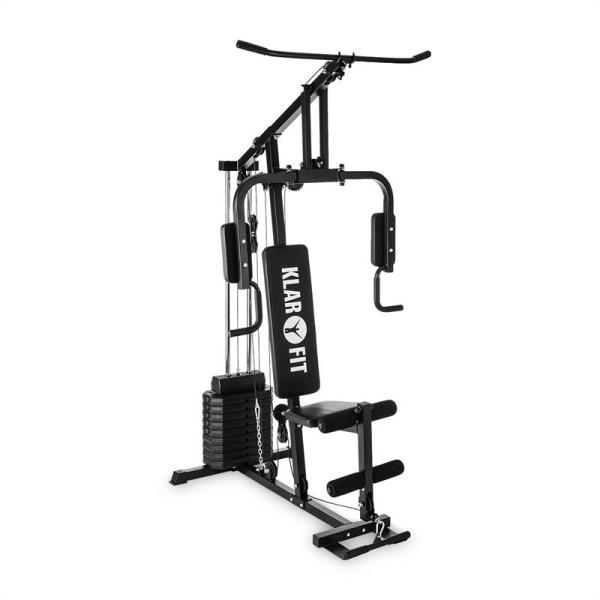 KLARFIT Strongbase, wielofunkcyjny atlas do ćwiczeń, 45 kg/100 lb, 3 wyciągi, kolor czarny