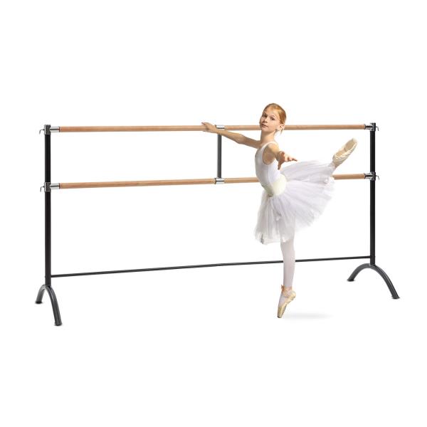 KLARFIT Barre Anna podwójny drążek baletowy wolnostojący 220 x 113 cm 2 x 38 mm Ø
