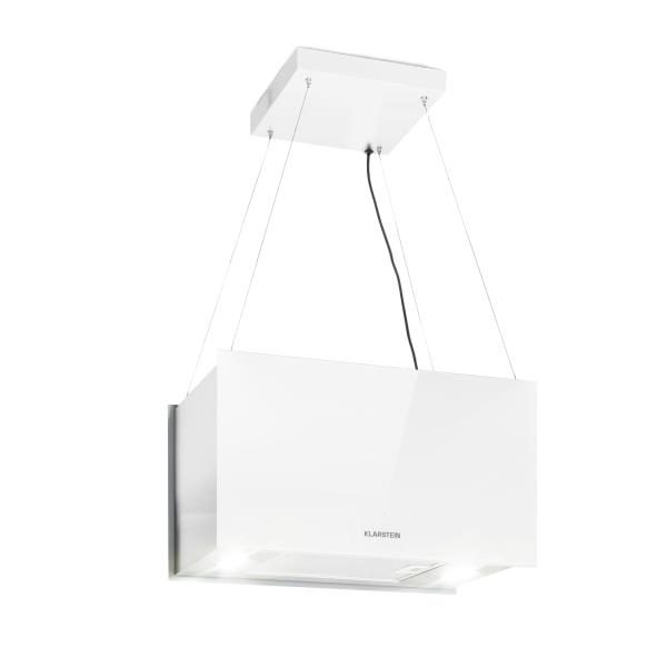 Klarstein Kronleuchter L, okap kuchenny wyspowy, 60 cm, 590 m³/h, LED, panel dotykowy, kolor biały