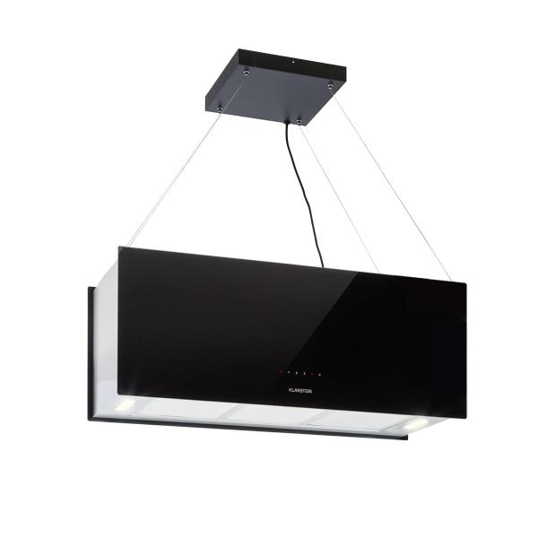 Klarstein Kronleuchter XL, okap kuchenny wyspowy, 90 cm, 590 m³/h, LED, panel dotykowy, kolor czarny
