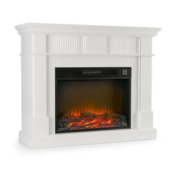 Klarstein Berno, kominek elektryczny, 750/1500 W, ogień LED, pilot, MDF, biały
