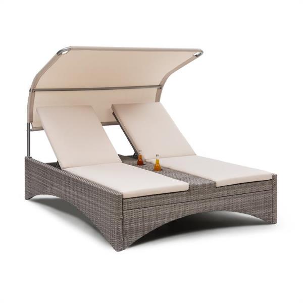 Blumfeldt Eremitage Double Lounger, leżak ogrodowy, 2-osobowy, leżanka, aluminium, rattan