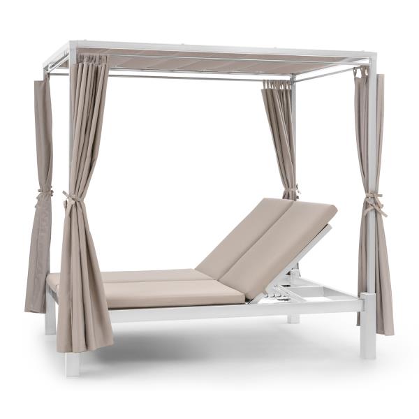 Blumfeldt Eremitage Double Sunbed, leżak ogrodowy, 2-osobowy, leżanka, stal, dach przeciwsłoneczny, zasłonki