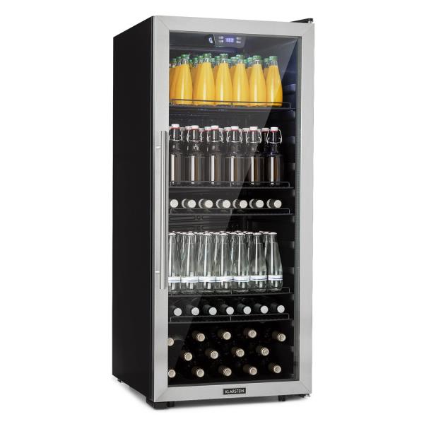 Klarstein Beersafe 7XL, lodówka na napoje, 242 l, 5 półek, panoramiczne szklane drzwi, stal nierdzewna