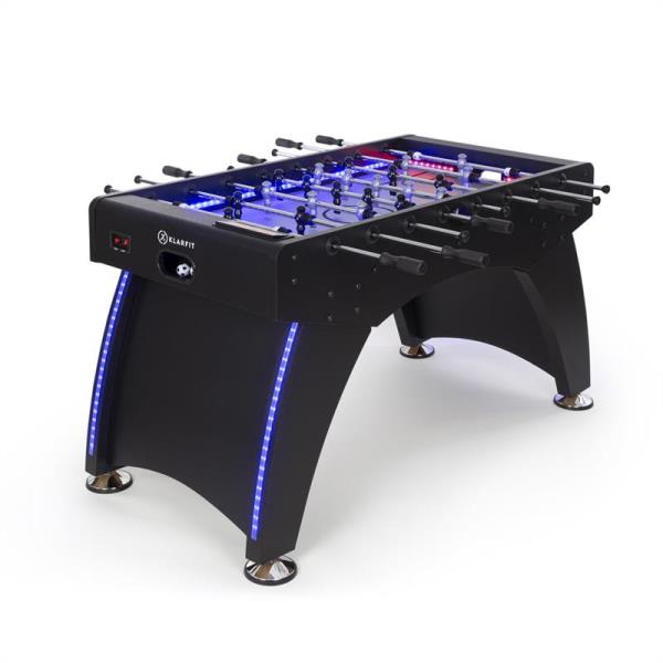 KLARFIT Arrowhead, stół do gry w piłkarzyki, 117 x 68 cm, LED oświetlenie, automatyczne liczenie bramek, czarny