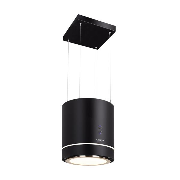 Klarstein Tron Ambience, okap kuchenny wyspowy, pochłaniacz, Ø 38 cm, 540 m³/h, LED, kolor czarny