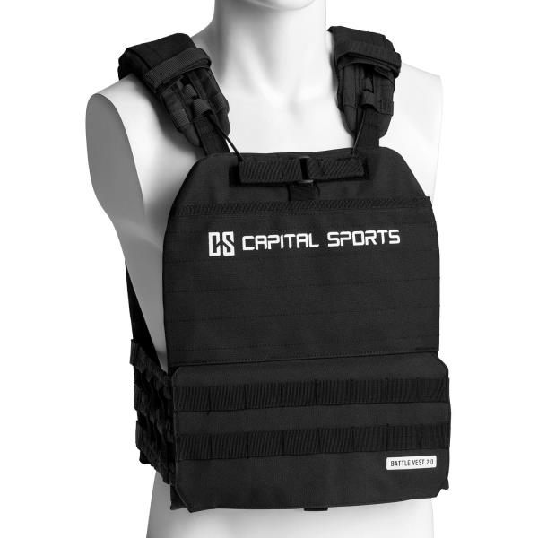Capital Sports Battlevest 2.0, kamizelka obciążeniowa, 2 obciążniki po 4 kg, czarna